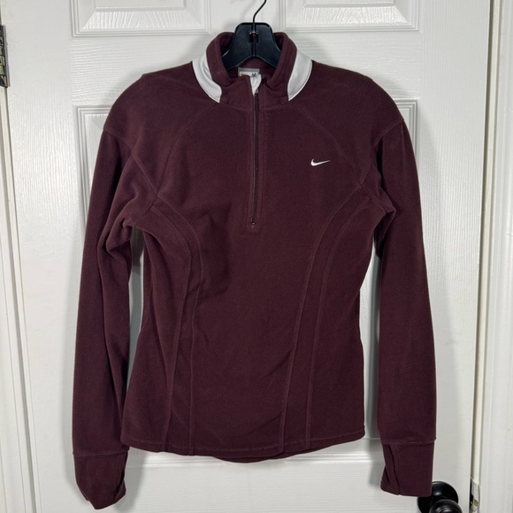 Nike Jackets & Blazers - Nike Chocolate Brown‎ and White Fleece Athletic Jacket